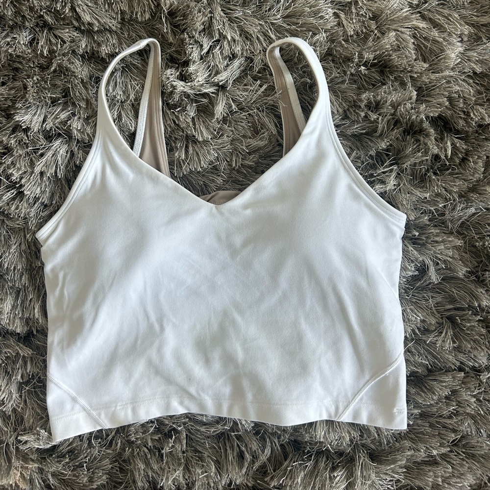 White lululemon tank with built in bra